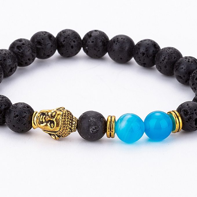 Blue Agate Buddha Crystal Bracelet - Image 3