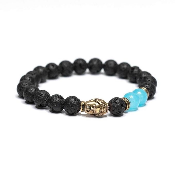 Blue Agate Buddha Crystal Bracelet