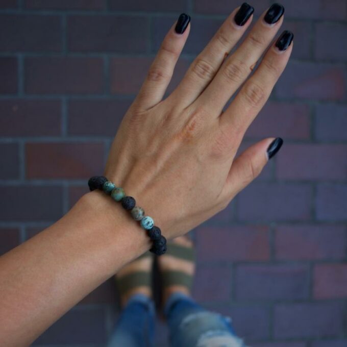 African Turquoise Adjustable Diffuser Crystal Bracelet - Image 4