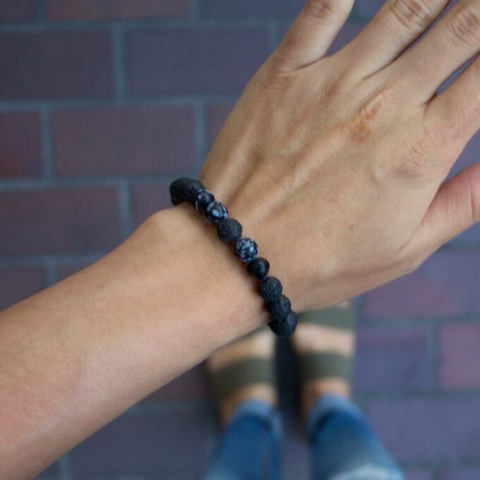 Snowflake Obsidian Diffuser Crystal Bracelet - Image 4