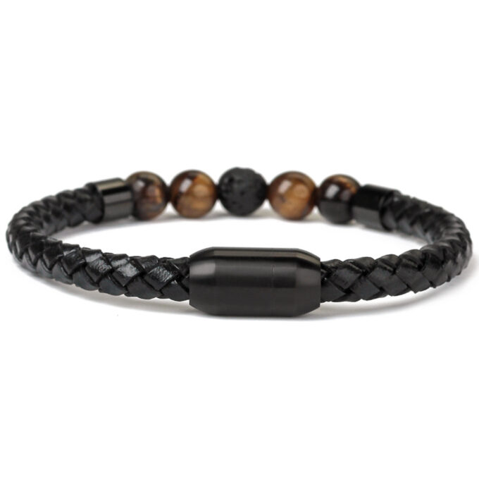 Magnetic Clasp Tiger Eye Lava Stone Anti Crystal Bracelet - Image 2