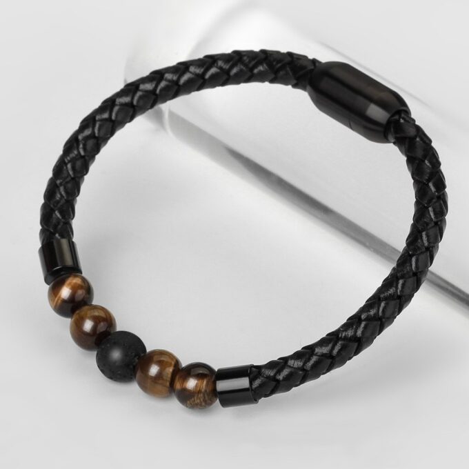 Magnetic Clasp Tiger Eye Lava Stone Anti Crystal Bracelet - Image 3