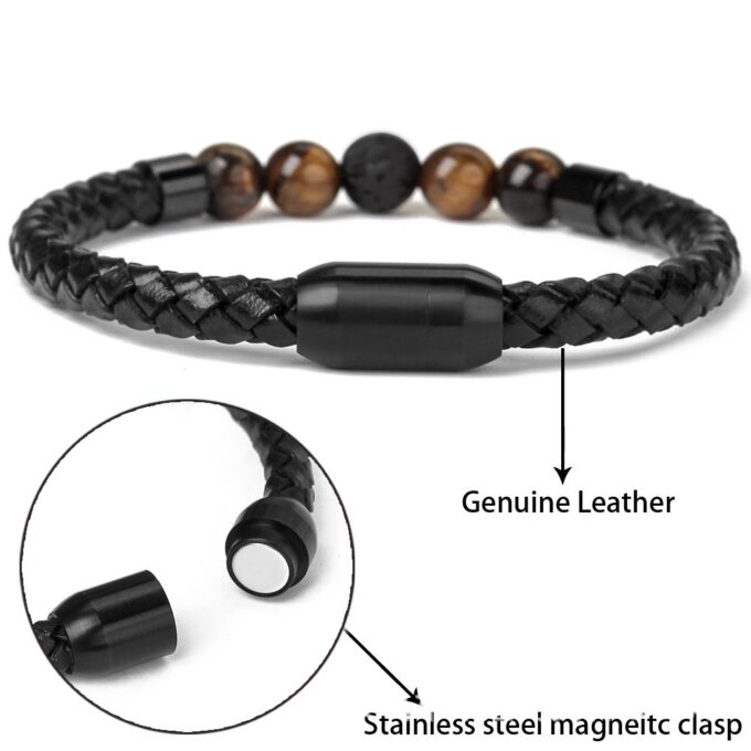 Magnetic Clasp Tiger Eye Lava Stone Anti Crystal Bracelet - Image 5