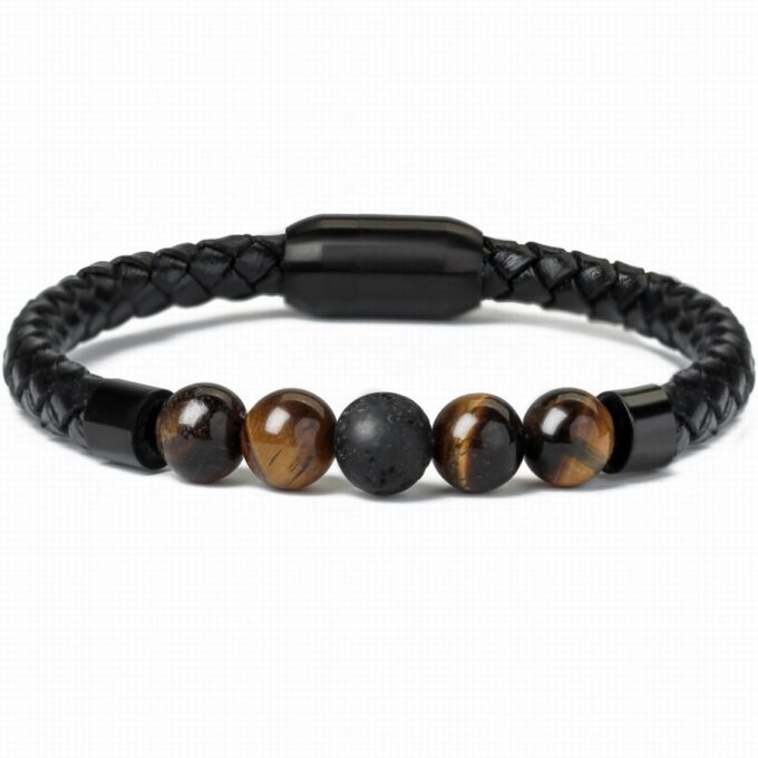 Magnetic Clasp Tiger Eye Lava Stone Anti Crystal Bracelet