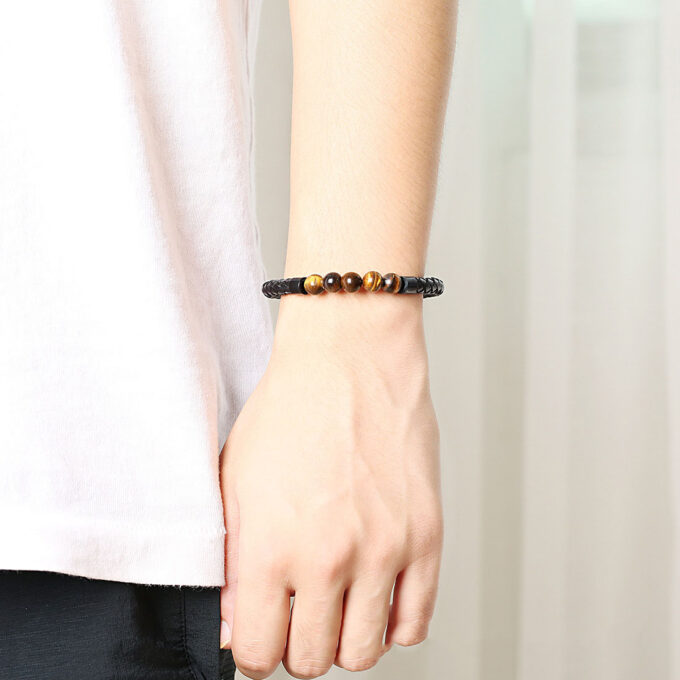 Magnetic Clasp Tiger Eye Stone Crystal Bracelet - Image 3