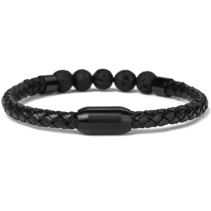 Magnetic Clasp Genuine Leather Diffuser Crystal Bracelets - Image 2