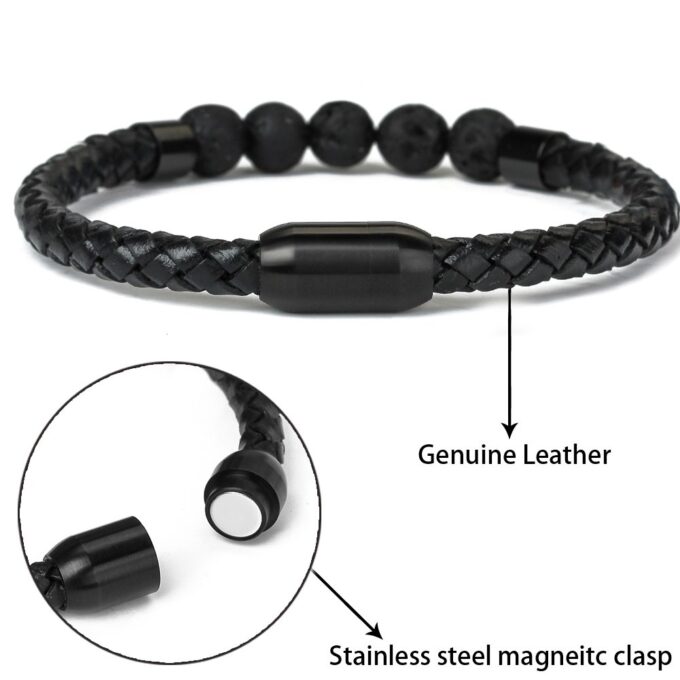 Magnetic Clasp Genuine Leather Diffuser Crystal Bracelets - Image 3