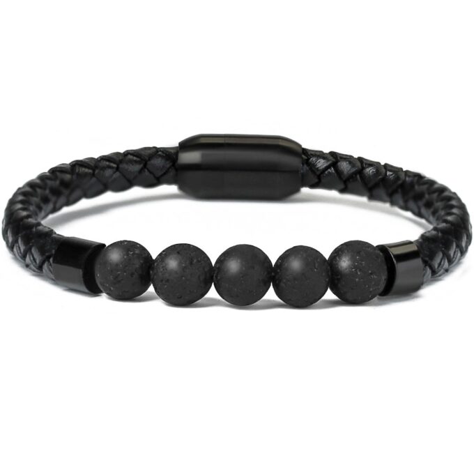 Magnetic Clasp Genuine Leather Diffuser Crystal Bracelets