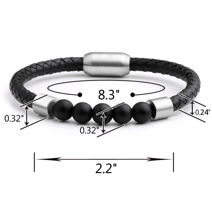 Magnetic Clasp Black Onyx Genuine Leather Diffuser Crystal Bracelets - Image 5