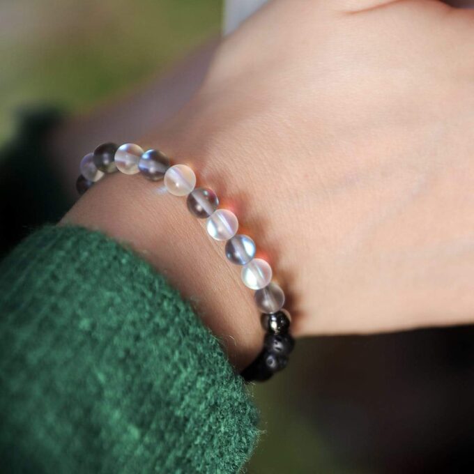 Glow Glass (Clear And Grey) Crystal Bracelet - Image 6