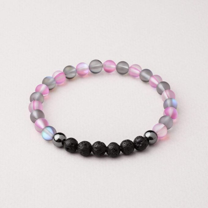 Glow Glass (Grey And Pink) Crystal Bracelet - Image 2