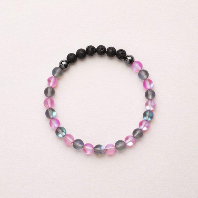 Glow Glass (Grey And Pink) Crystal Bracelet - Image 3