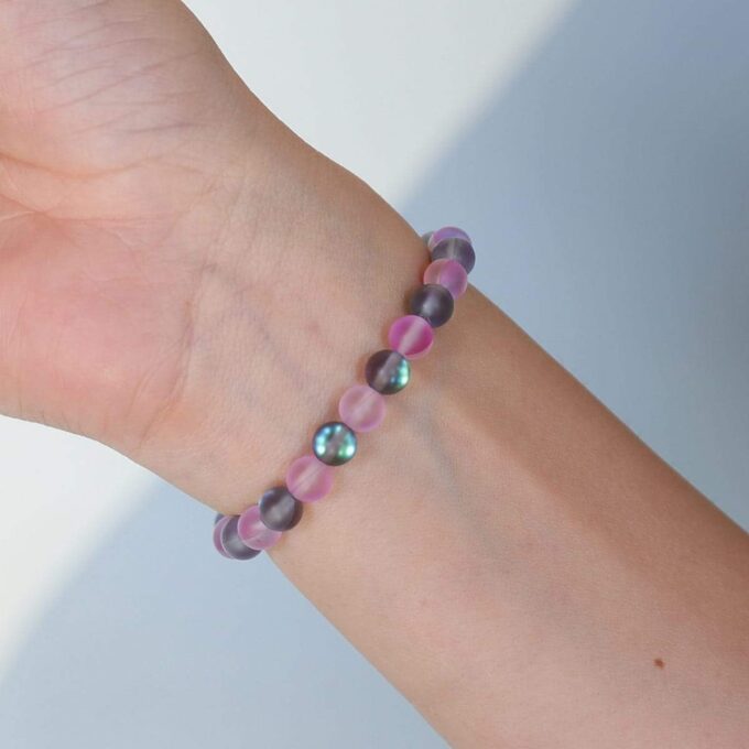 Glow Glass (Grey And Pink) Crystal Bracelet - Image 4