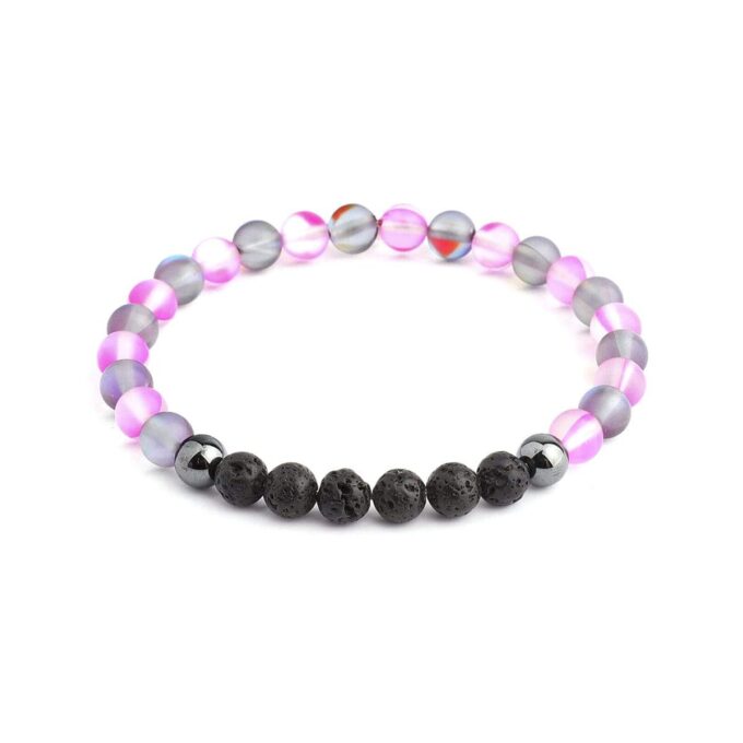 Glow Glass (Grey And Pink) Crystal Bracelet