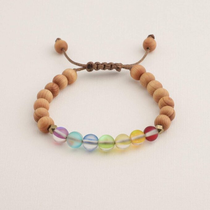 Glow Glass Chakra Kids Wood Bracelet - Image 2