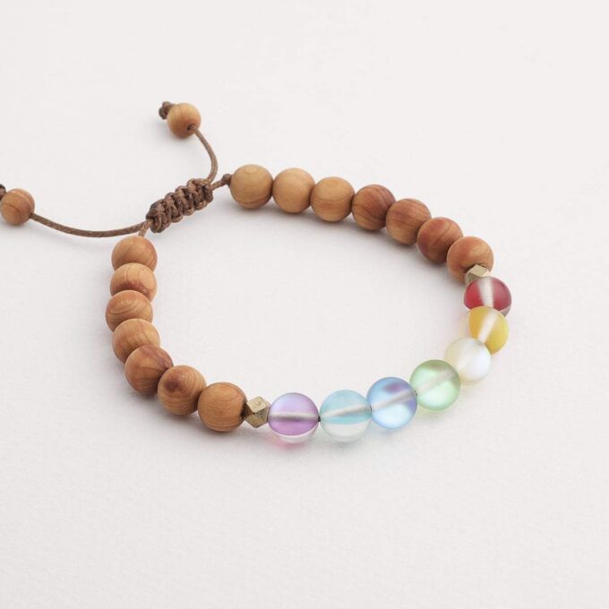 Glow Glass Chakra Wood Adjustable Bracelet - Image 4