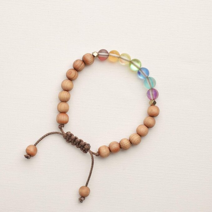 Glow Glass Chakra Kids Wood Bracelet - Image 3