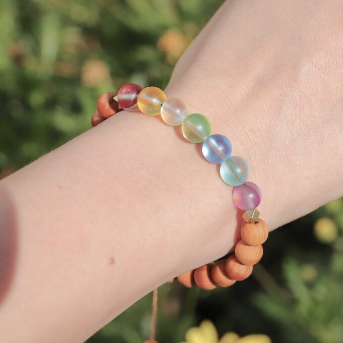 Glow Glass Chakra Wood Adjustable Bracelet - Image 7