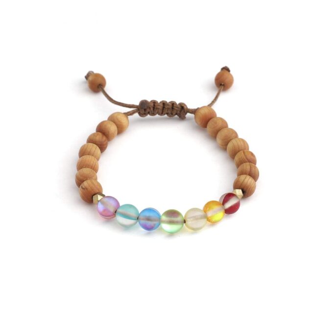 Glow Glass Chakra Kids Wood Bracelet