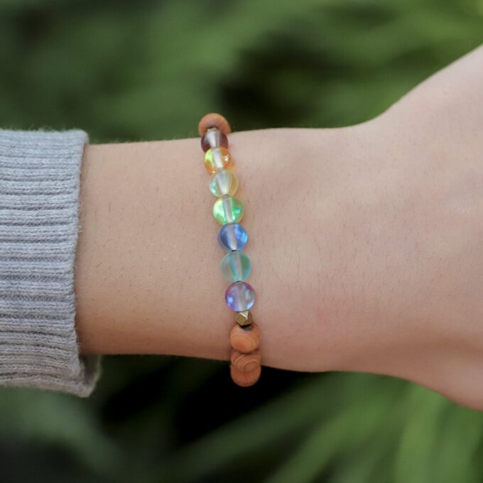 Glow Glass Chakra Kids Wood Bracelet - Image 5