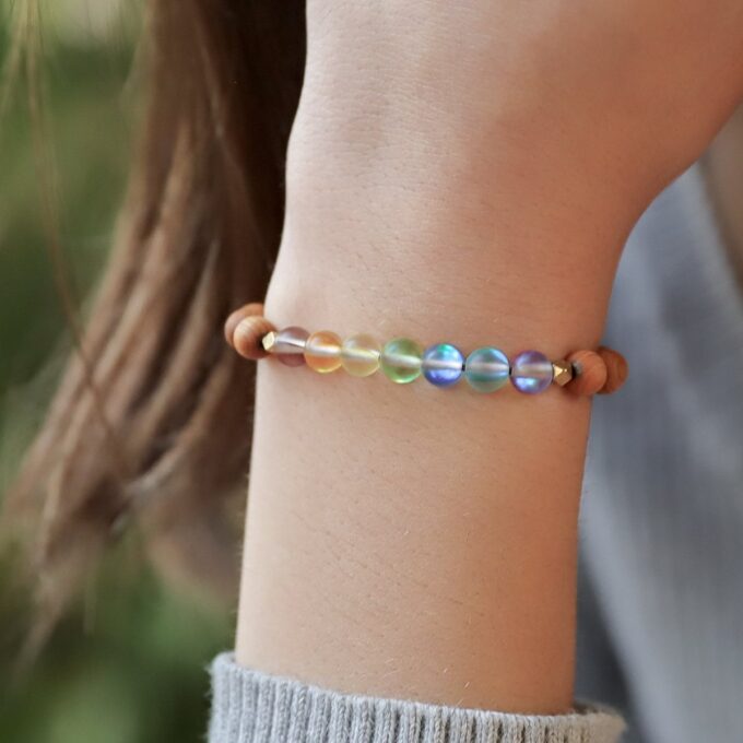 Glow Glass Chakra Kids Wood Bracelet - Image 6