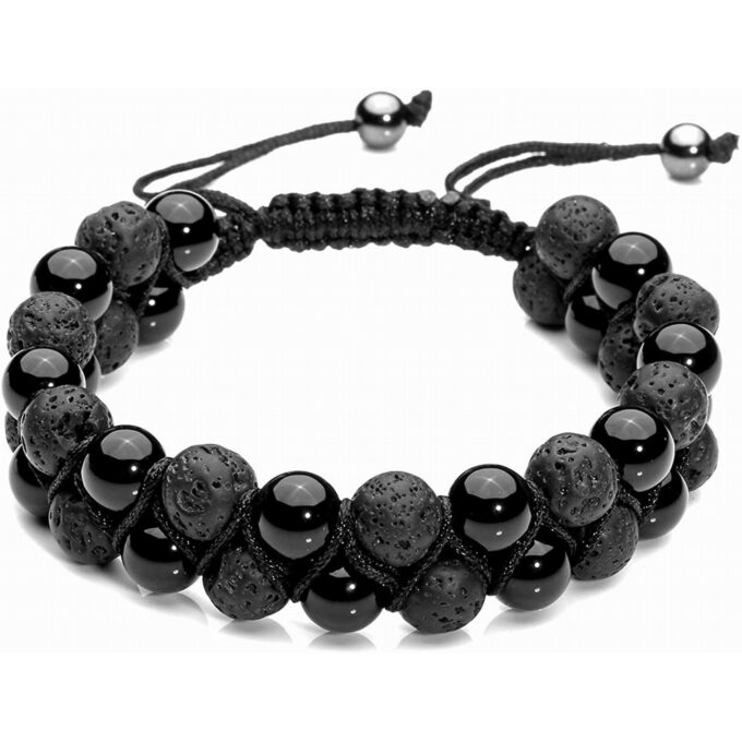 Lava Rock Stone Crystal  Bracelet -Black Agate - Image 4