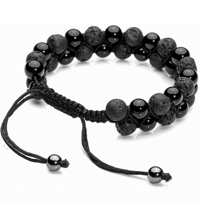 Lava Rock Stone Crystal  Bracelet -Black Agate - Image 2