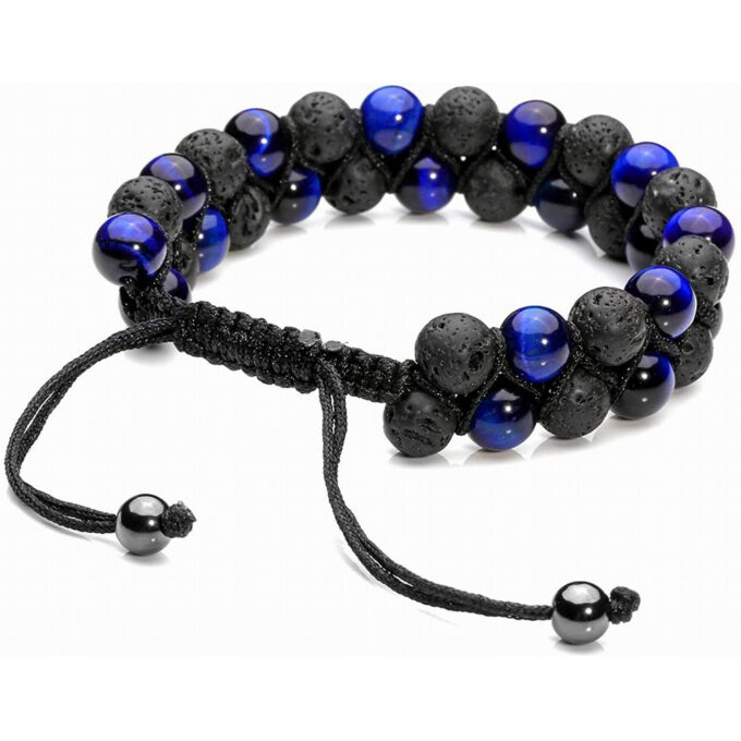 Lava Rock Stone Crystal  Bracelet - Blue tigers eye - Image 2