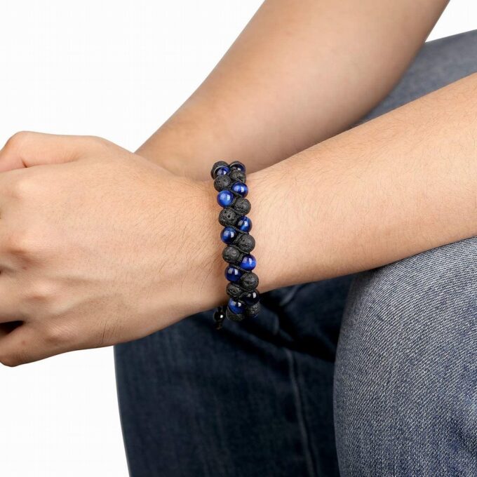 Lava Rock Stone Crystal  Bracelet - Blue tigers eye - Image 5