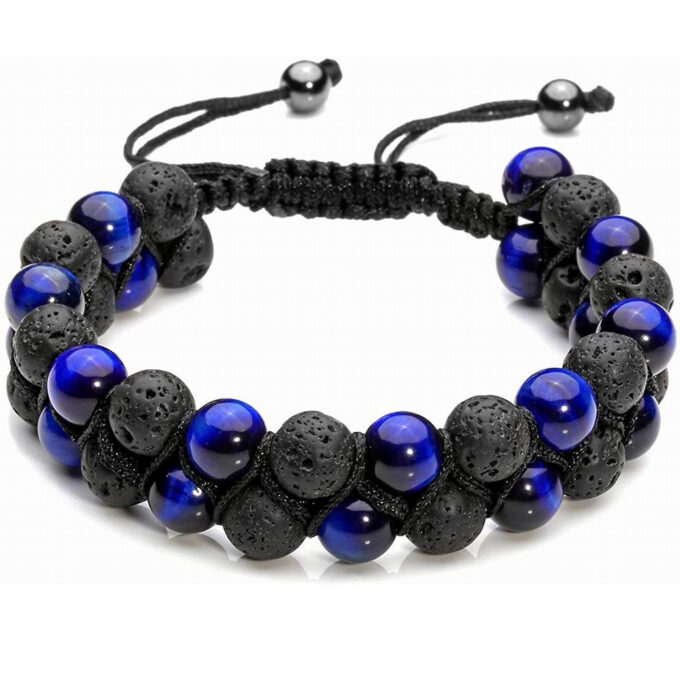 Lava Rock Stone Crystal  Bracelet - Blue tigers eye - Image 4