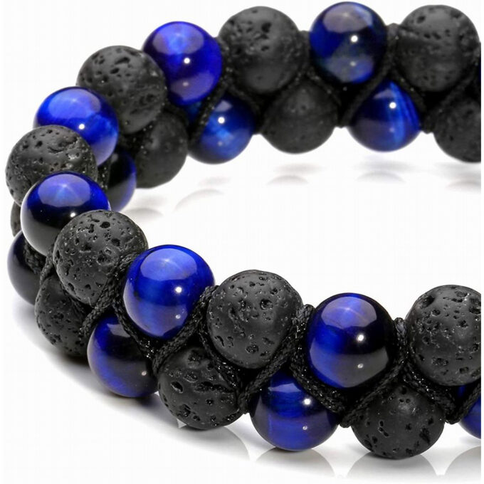 Lava Rock Stone Crystal  Bracelet - Blue tigers eye - Image 3