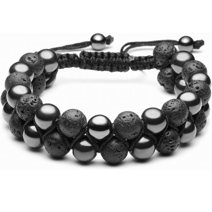 Lava Rock Stone Crystal  Bracelet- Hematite - Image 6