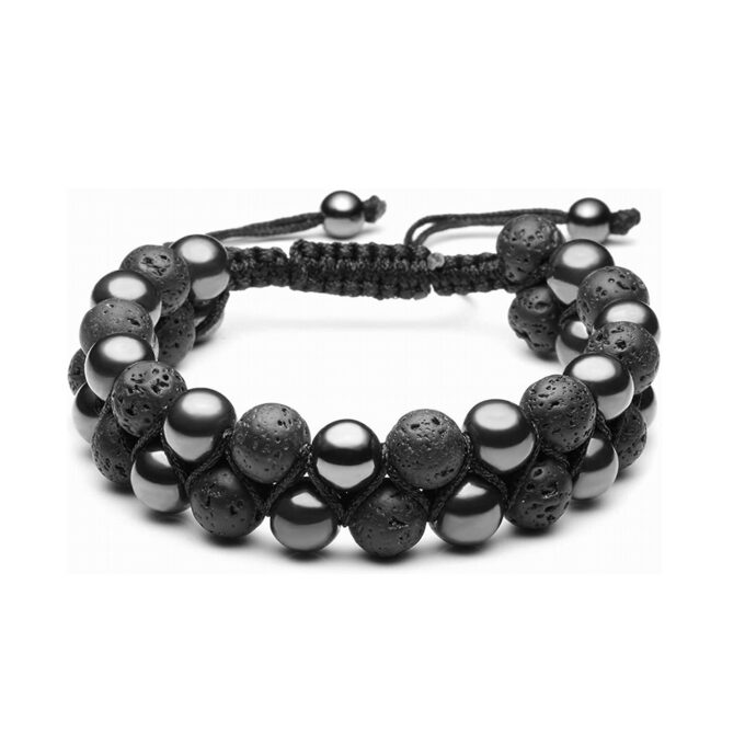 Lava Rock Stone Crystal  Bracelet- Hematite