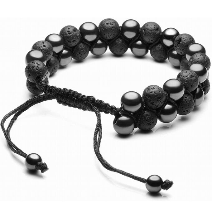 Lava Rock Stone Crystal  Bracelet- Hematite - Image 2