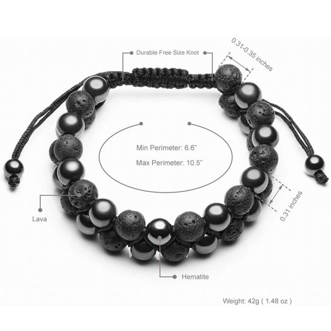 Lava Rock Stone Crystal  Bracelet- Hematite - Image 4