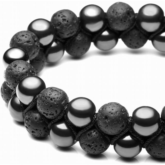 Lava Rock Stone Crystal  Bracelet- Hematite - Image 3