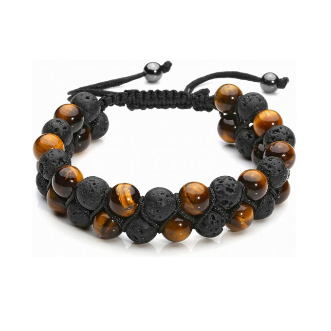 Lava Rock Stone Crystal  Bracelet-Tigers Eye