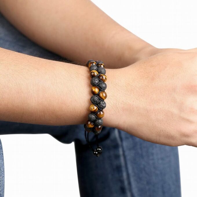 Lava Rock Stone Crystal  Bracelet-Tigers Eye - Image 5