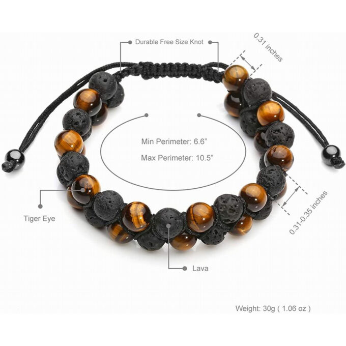 Lava Rock Stone Crystal  Bracelet-Tigers Eye - Image 4