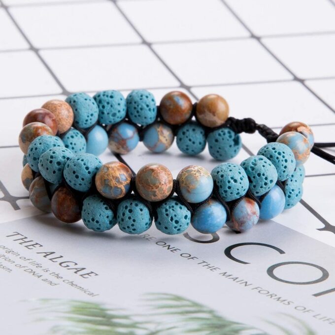 Lava Stone Crystal Bracelet- Blue - Image 5