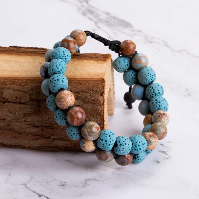 Lava Stone Crystal Bracelet- Blue - Image 4