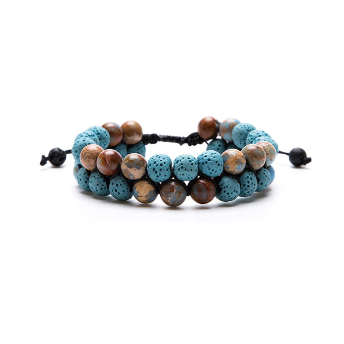 Lava Stone Crystal Bracelet- Blue