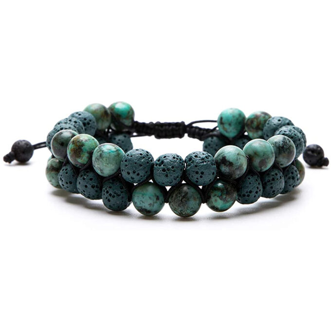 Lava Stone Crystal Bracelet - Dark green - Image 7