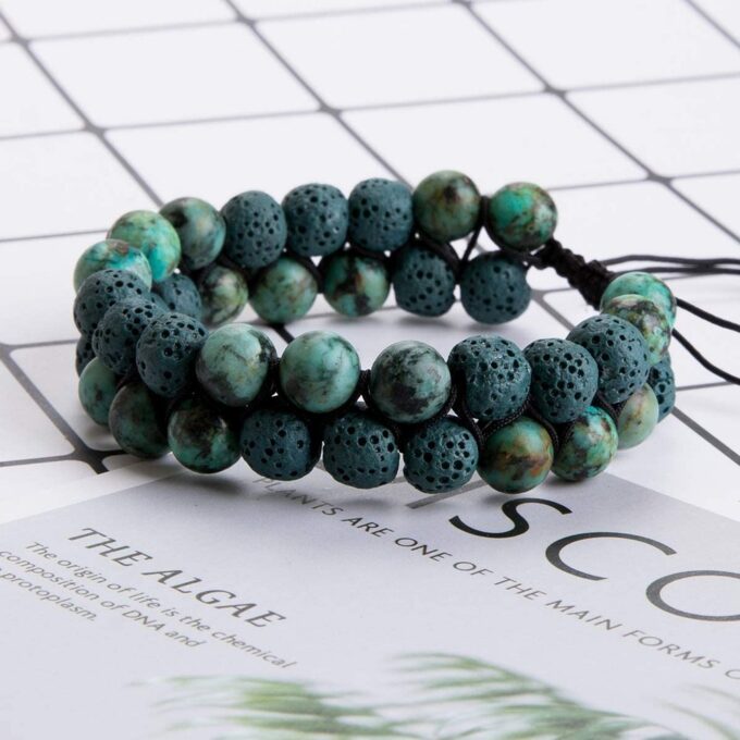 Lava Stone Crystal Bracelet - Dark green - Image 4