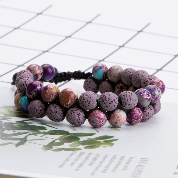 Lava Stone  Crystal Bracelet - Purple - Image 5