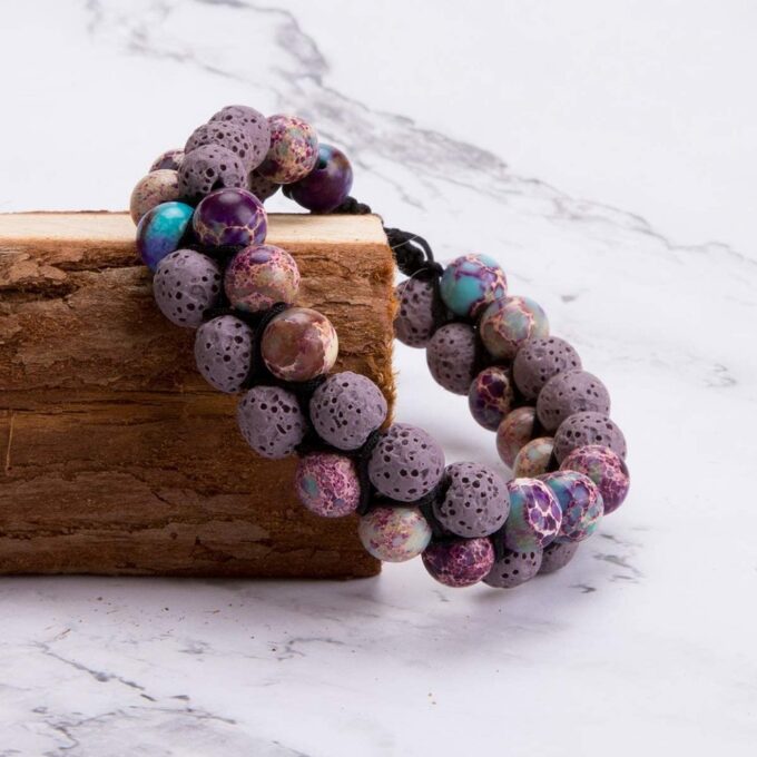 Lava Stone  Crystal Bracelet - Purple - Image 4