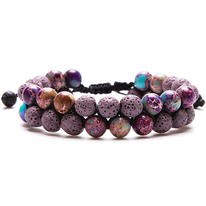 Lava Stone  Crystal Bracelet - Purple - Image 7