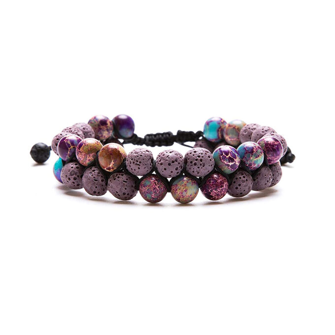 Lava Stone  Crystal Bracelet - Purple