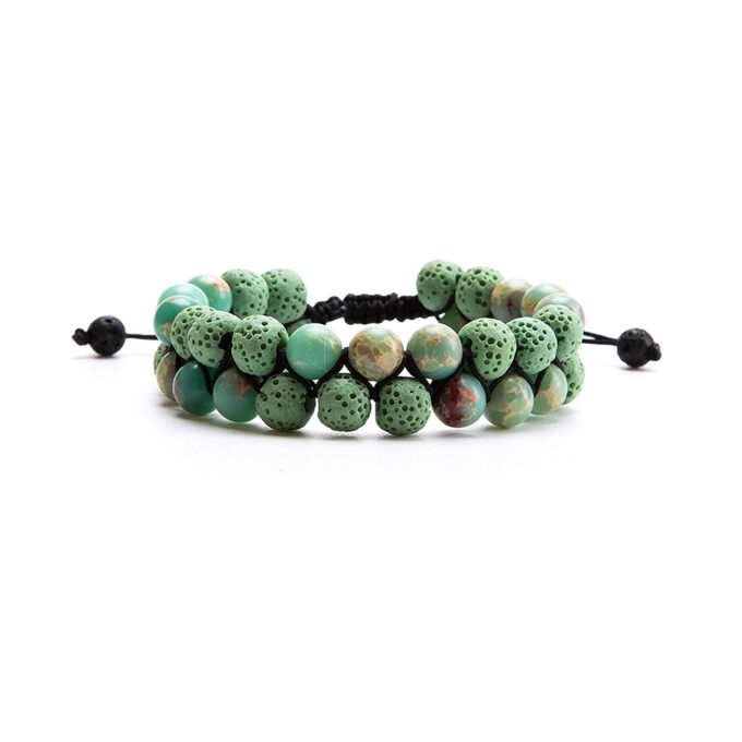 Lava Stone Crystal Bracelet - green