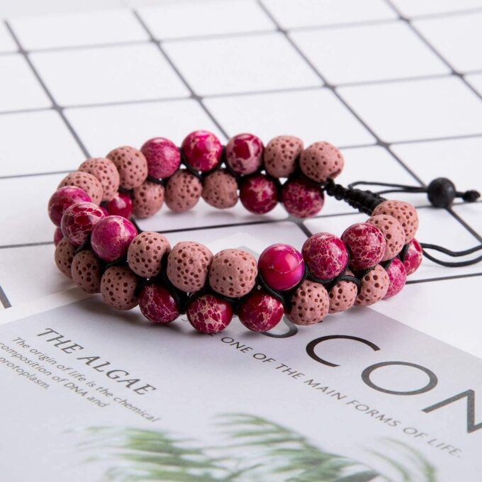 Lava Stone Crystal Bracelet - pink - Image 4